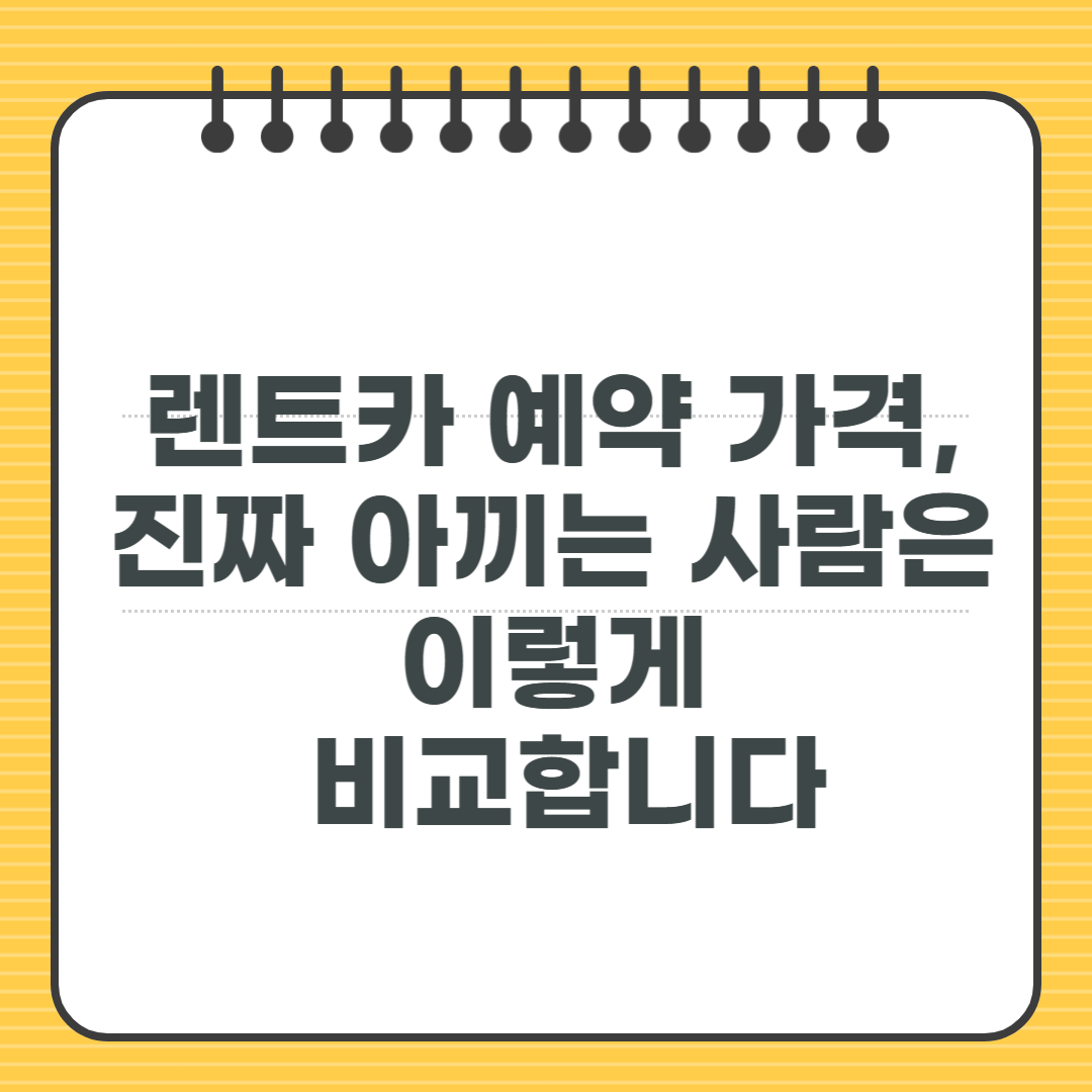 렌트카 예약 가격, 진짜 아끼는 사람은 이렇게 비교합니다