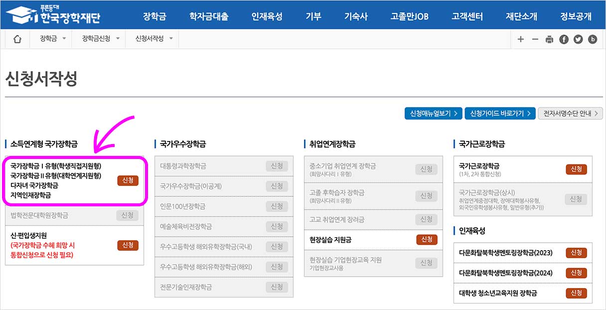 2024년 1학기 국가장학금 신청기간, 지원금액, 심사기준