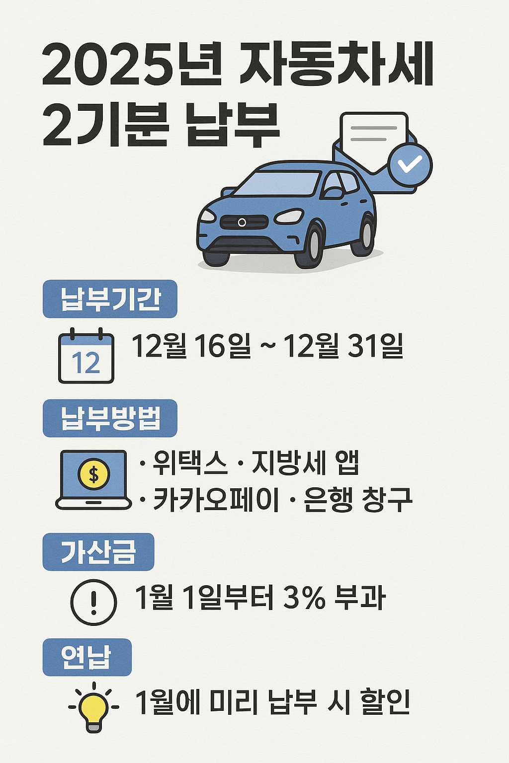 2025년 12월 자동차세 2기분 납부기간 관련 사진