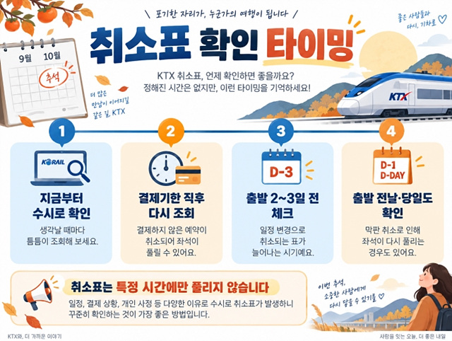 2026 추석 KTX 취소표 예매 방법｜코레일 예매사이트&middot;예약대기 총정리