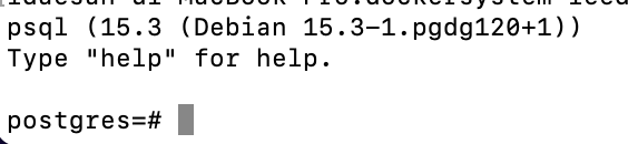 docker exec -it my_postgres psql -U postgres 명령 실행 결과 화면