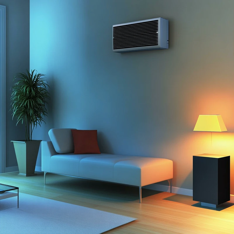 현대적이고 세련된 거실에 필요한 무풍 에어컨의 조용하고 깔끔한 디자인을 담았습니다. 에너지 효율성이 뛰어나며, 차분한 대기 조명과 조화를 이루어 고급스러운 인테리어를 완성합니다.