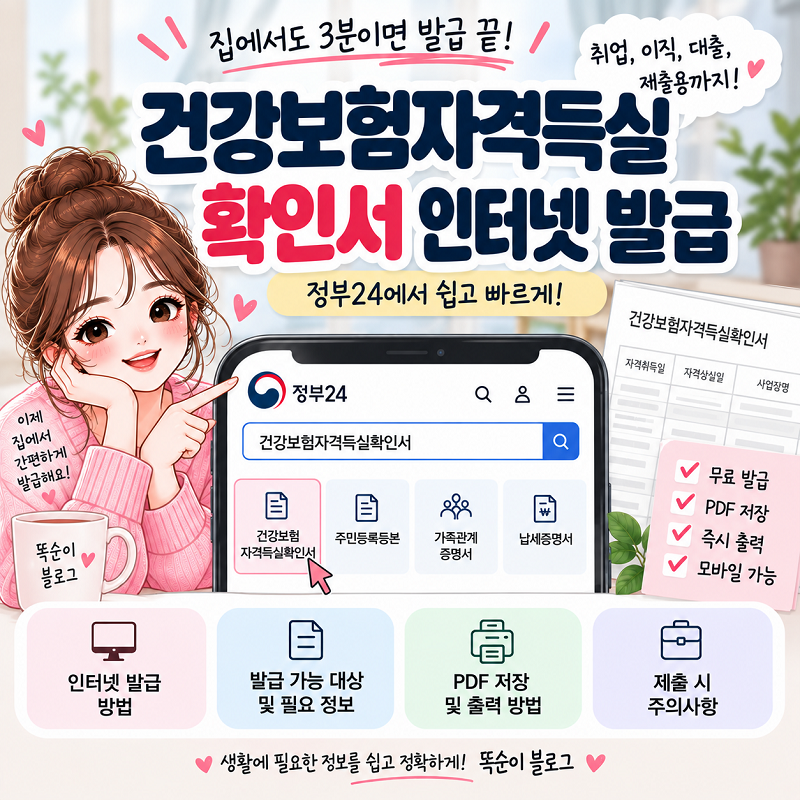 건강보험 자격득실확인서 인터넷 발급