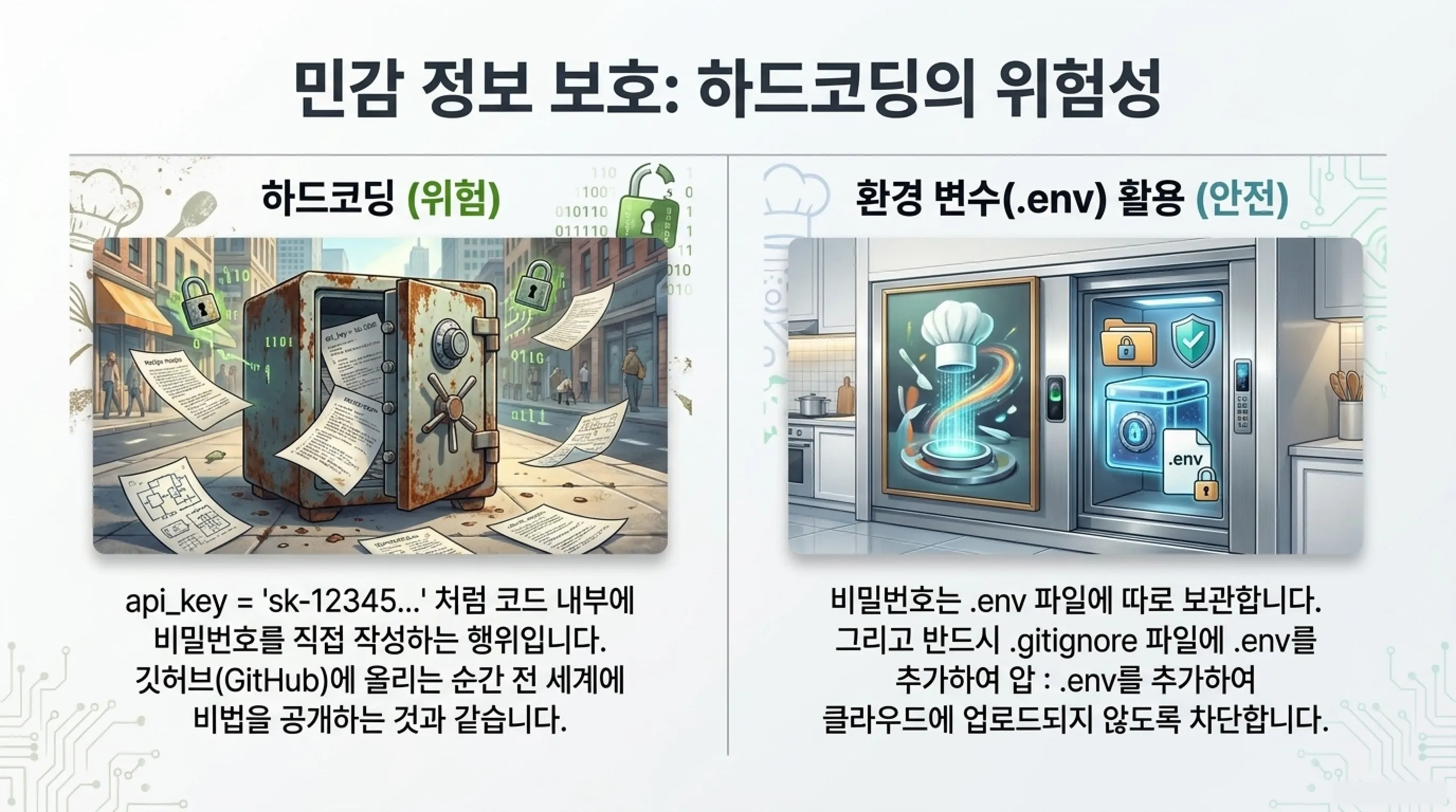 바이브 코딩 보안 민감 정보 보호 : 열쇠는 금고에 숨기기