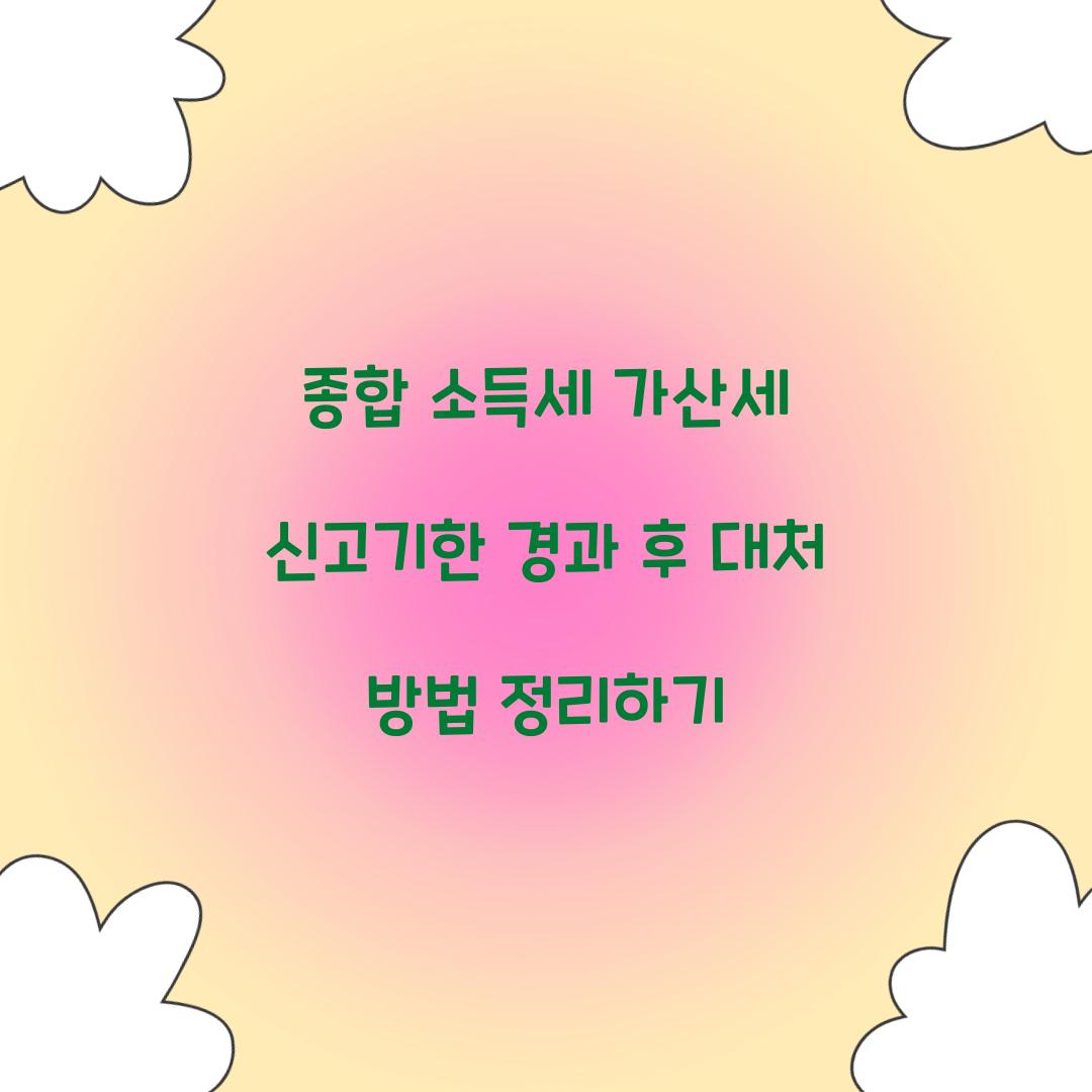 종합 소득세 가산세 신고기한 경과 후 대처 방법
