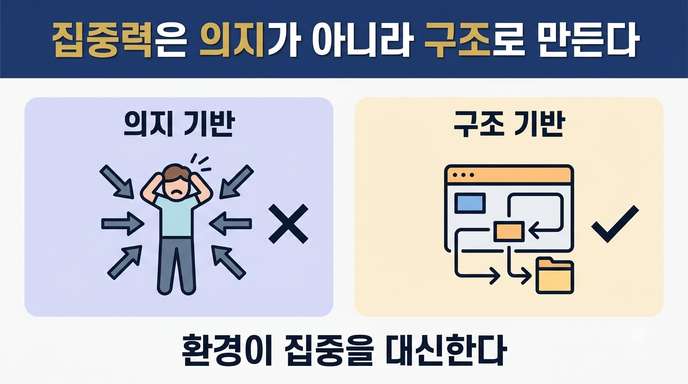 의지 기반 vs 구조 기반 집중력 비교
