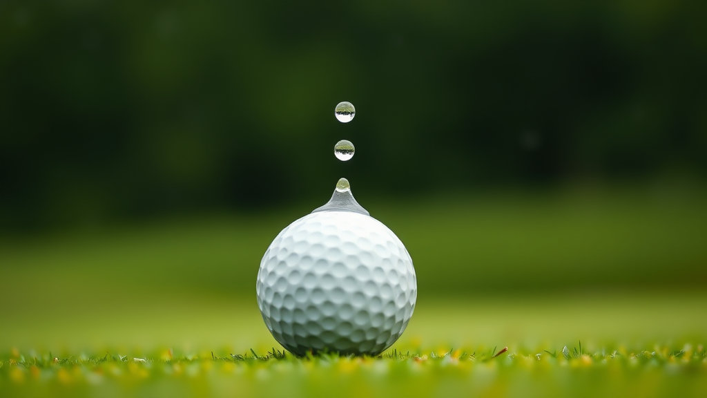 골프공 위로 떨어지는 빗방울 이미지