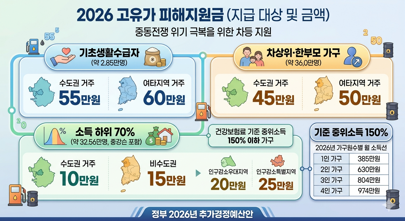 2026년 고유가 피해지원금 나도 받을 수 있나? 지급시기 및 얼마 받나?