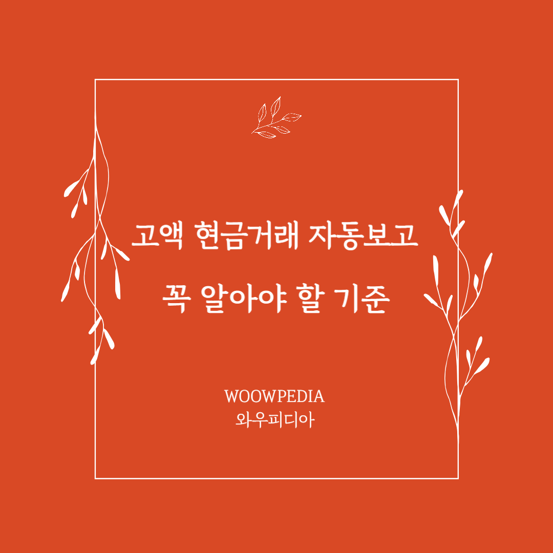 고액현금 자동보고, 꼭 알아야 할 기준