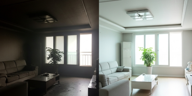 대전 화재청소 작업 전과 후 모습