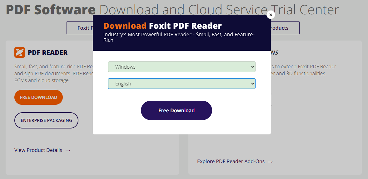 Foxit PDF Reader 다운 페이지 이어서