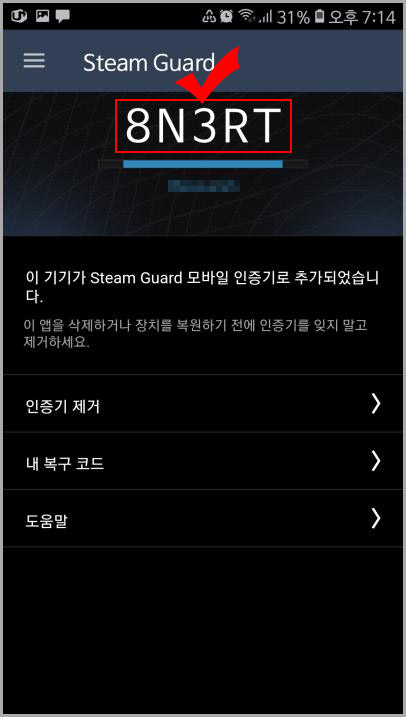 모바일 스팀 보안 코드