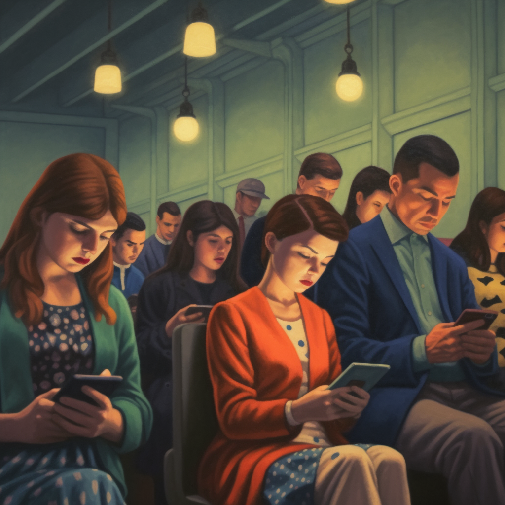 화면을 집중해 보고 있는 사람들