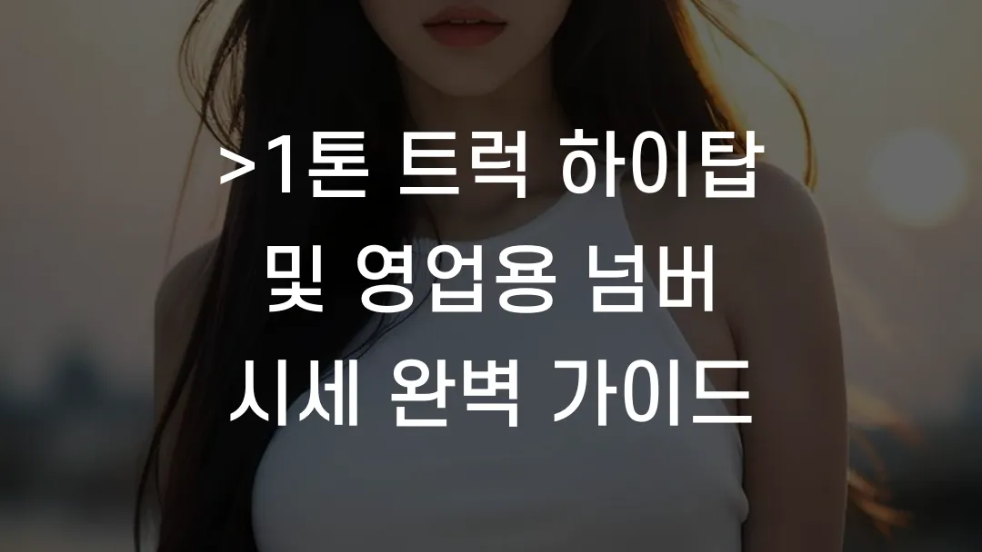 1톤 트럭 하이탑 및 영업용 넘버 시세 완벽 가이드