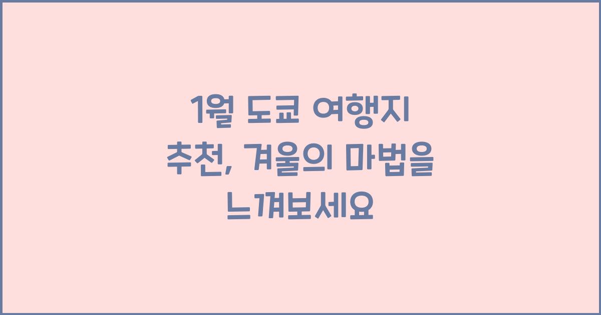 1월 도쿄 여행지 추천