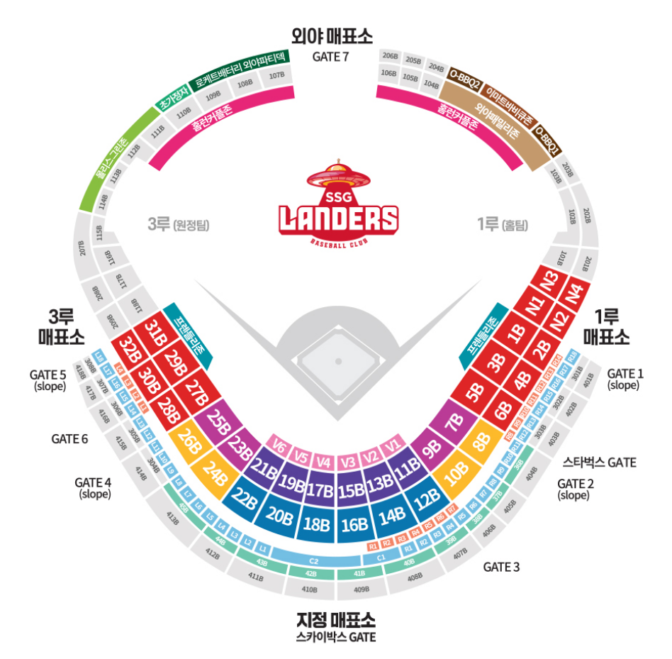 한국시리즈 티켓, 문학구장 좌석배치도