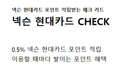 '넥슨 현대카드 포인트 적립받는 체크카드' 문구