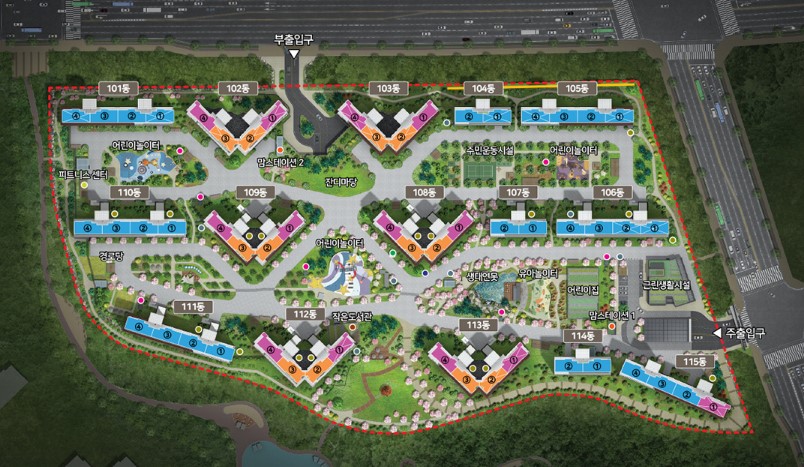 GTX운정역 금강펜테리움 센트럴파크 단지배치도