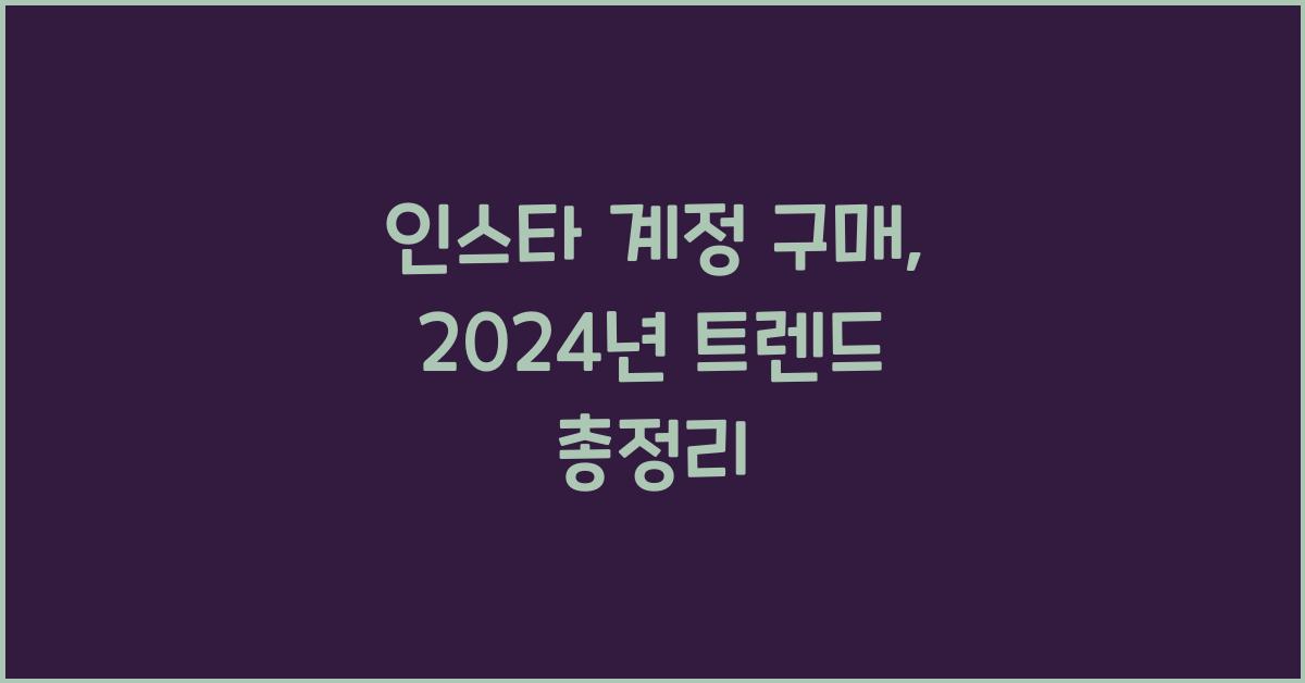 인스타 계정 구매