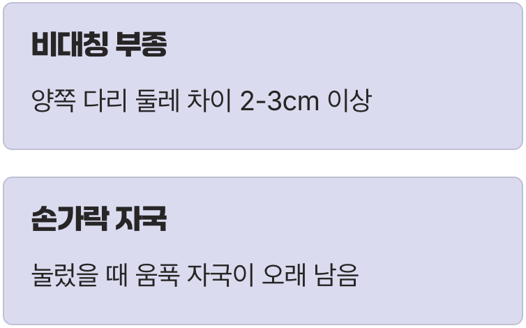 초기 신호 1: 유독 '한쪽' 다리만 붓는다