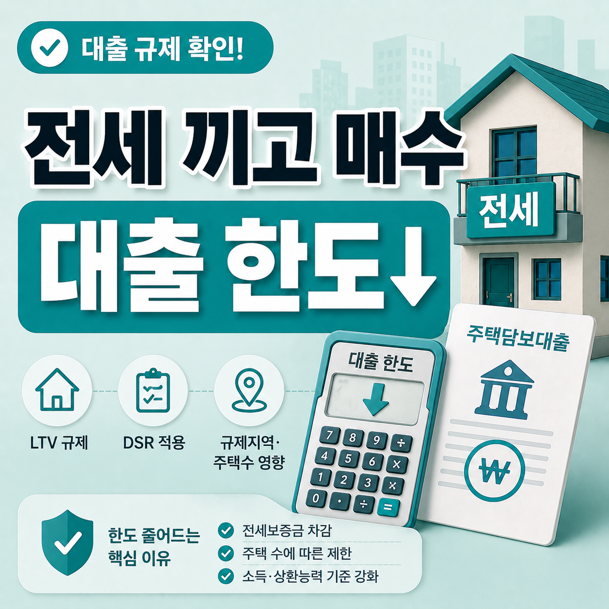 전세 끼고 매수 시 주택담보대출 제한 조건 안내