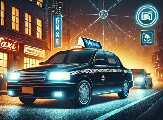 도로위에 택시 모습