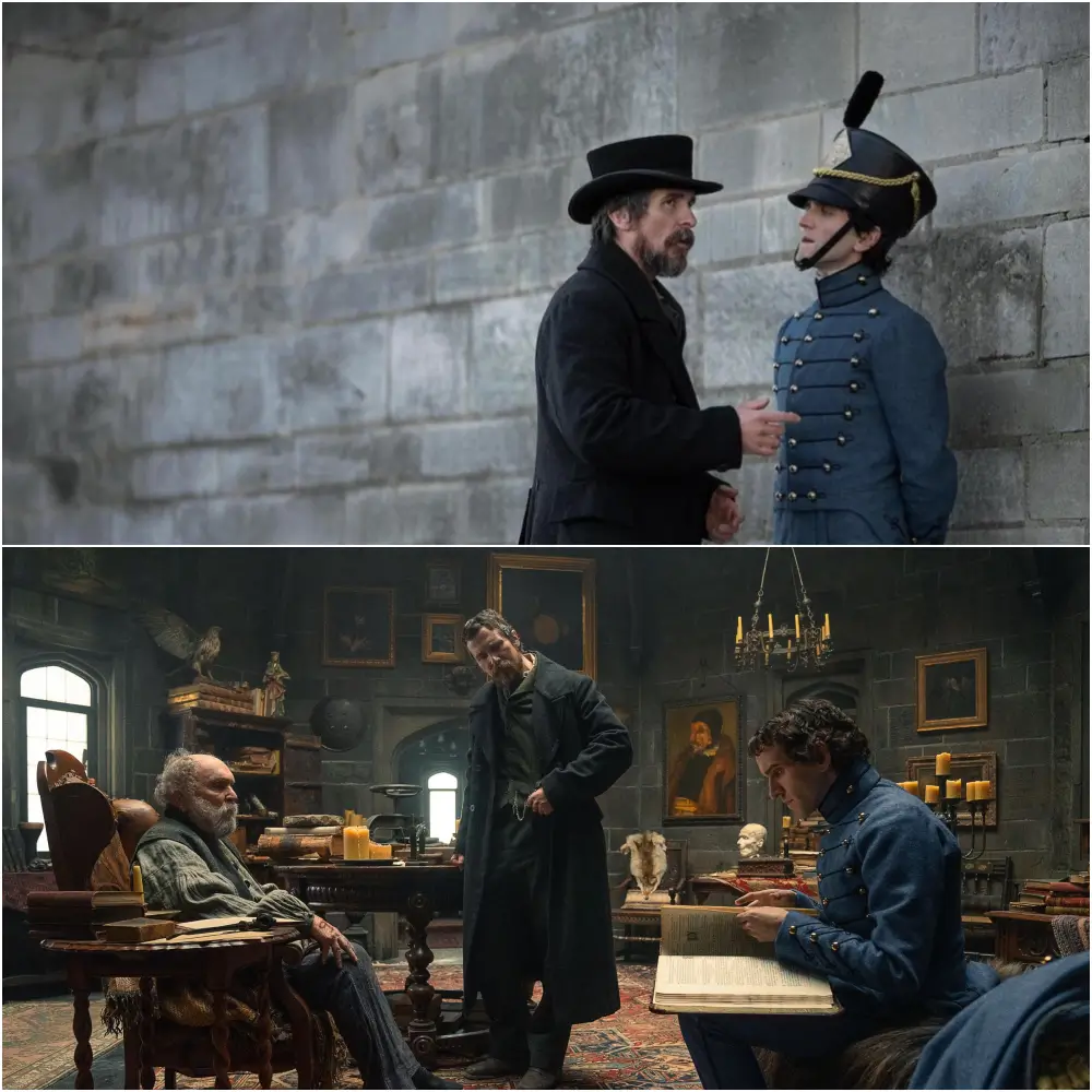 영화 페일 블루 아이에서 특이한 생도와 공조하는 랜더와 포