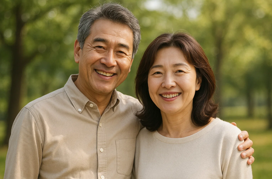 중년 부부의 사진