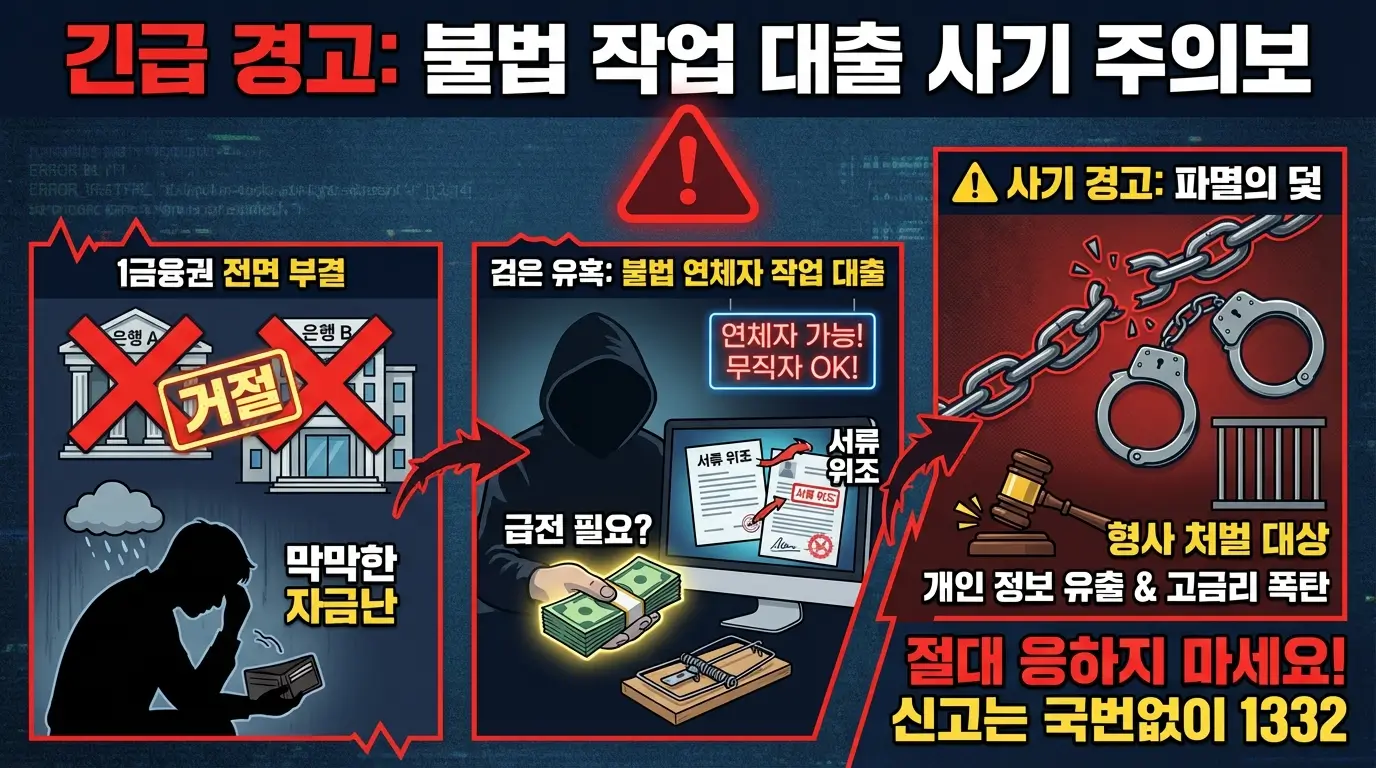 1금융권 전면 부결 및 불법 연체자 작업 대출 사기 경고