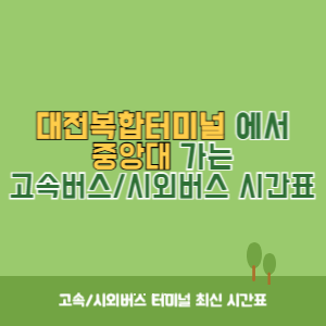 대전복합터미널에서 중앙대 가는 시외버스 시간표 최신정보