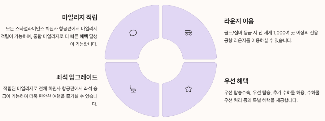 스타 얼라이언스 회원 혜택과 마일리지 정리 인포그래픽 이미지