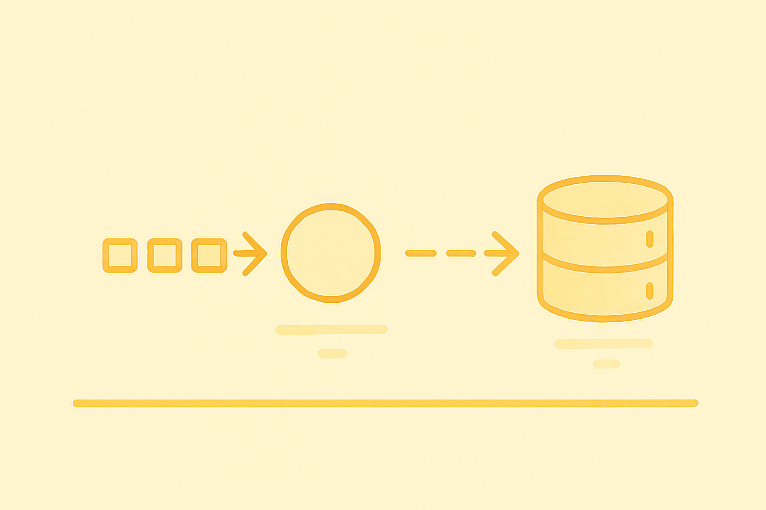 데이터 조각들이 한데 모여 용량이 커지는 흐름이 담긴 따뜻한 일러스트