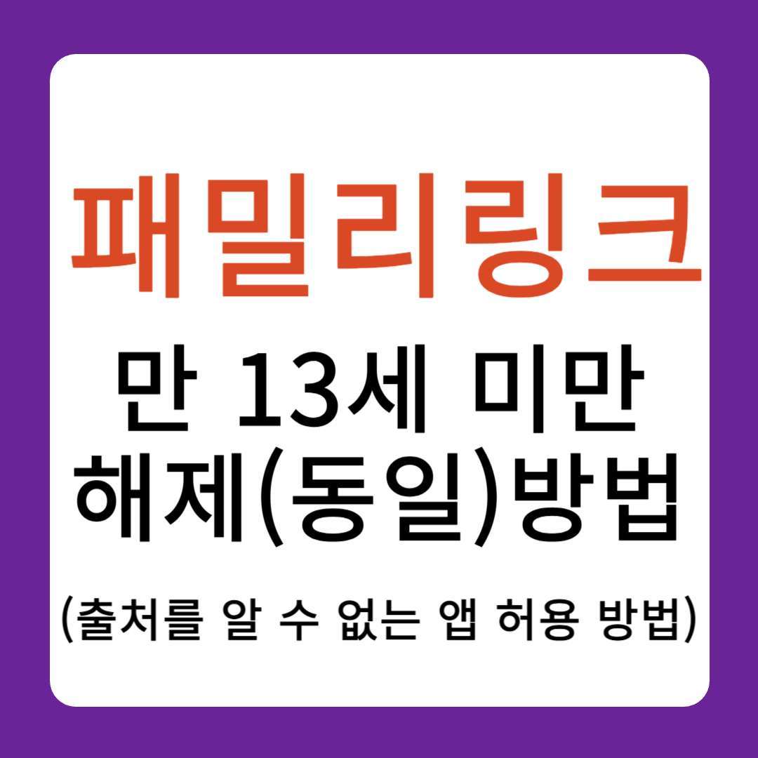 패밀리 링크 만 13세 미만 해제 방법에 대해