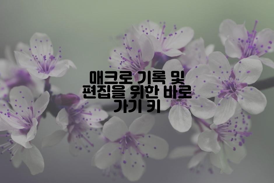 매크로 기록 및 편집을 위한 바로 가기 키