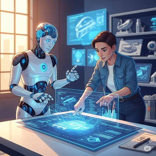 AI시대 AI 로봇과 같이 일하는 미래모습 사진