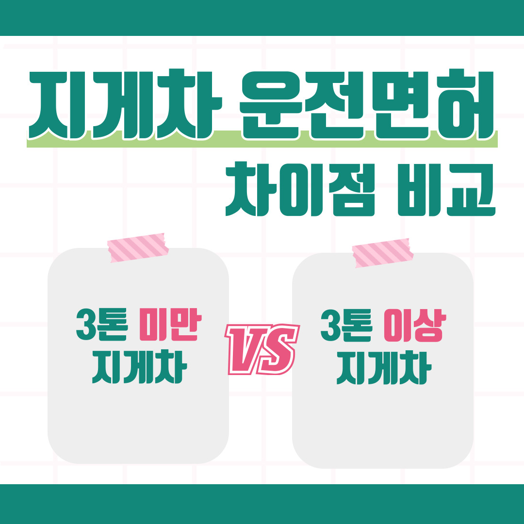 지게차 운전 면허 3톤 이상, 미만 차이점