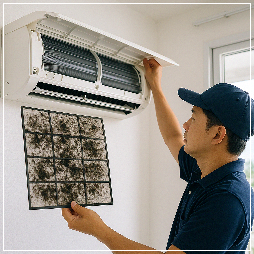수원 에어컨 청소 전후 비교 이미지