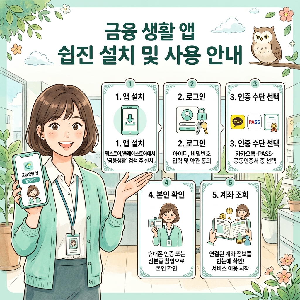 어카운트인포 앱 설치 모바일 공동인증서 로그인 단계별 방법 인포그래픽