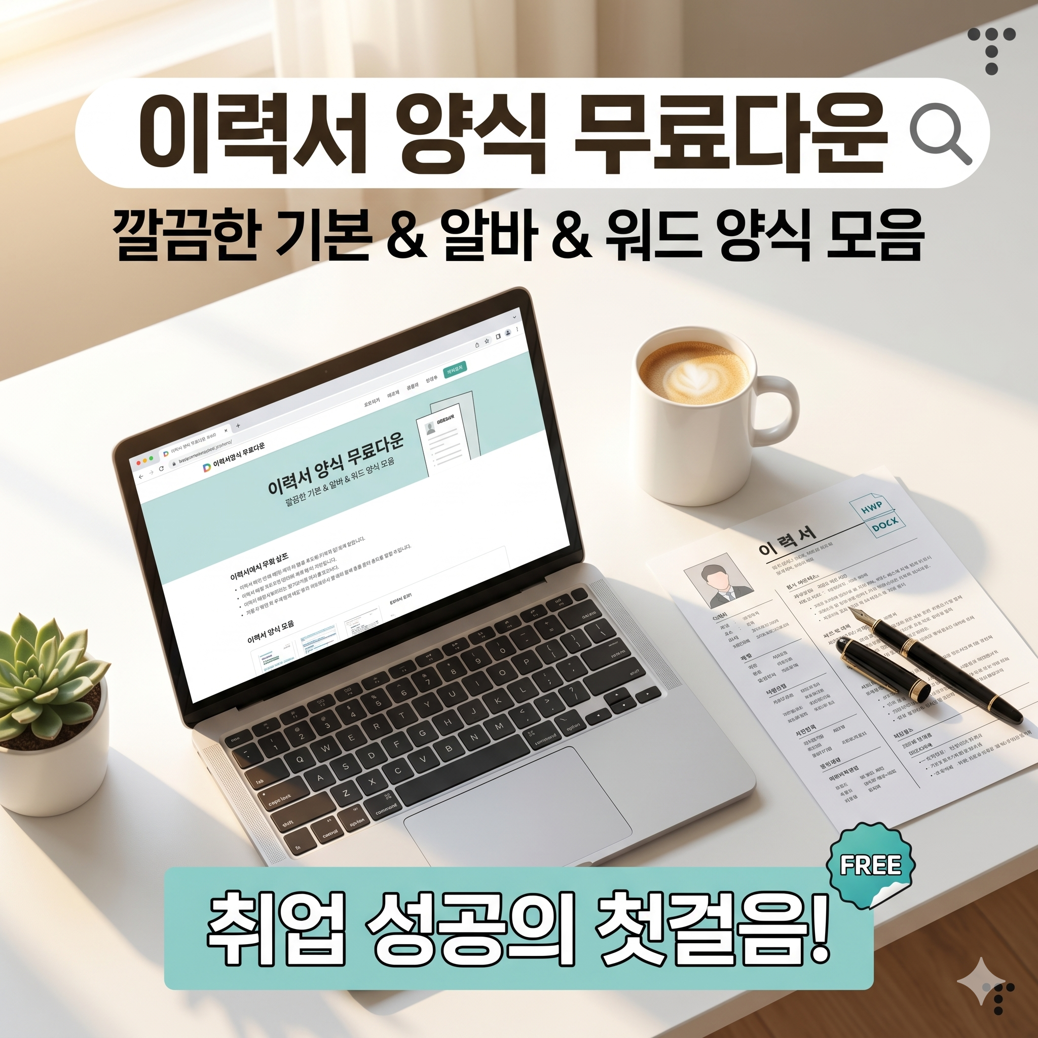 취업 성공의 첫걸음, 깔끔한 이력서 양식 무료다운 및 작성 팁 가이드