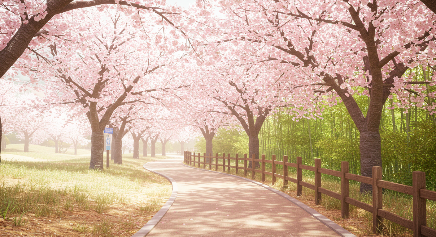 섬진강 벚꽃길과 녹차밭