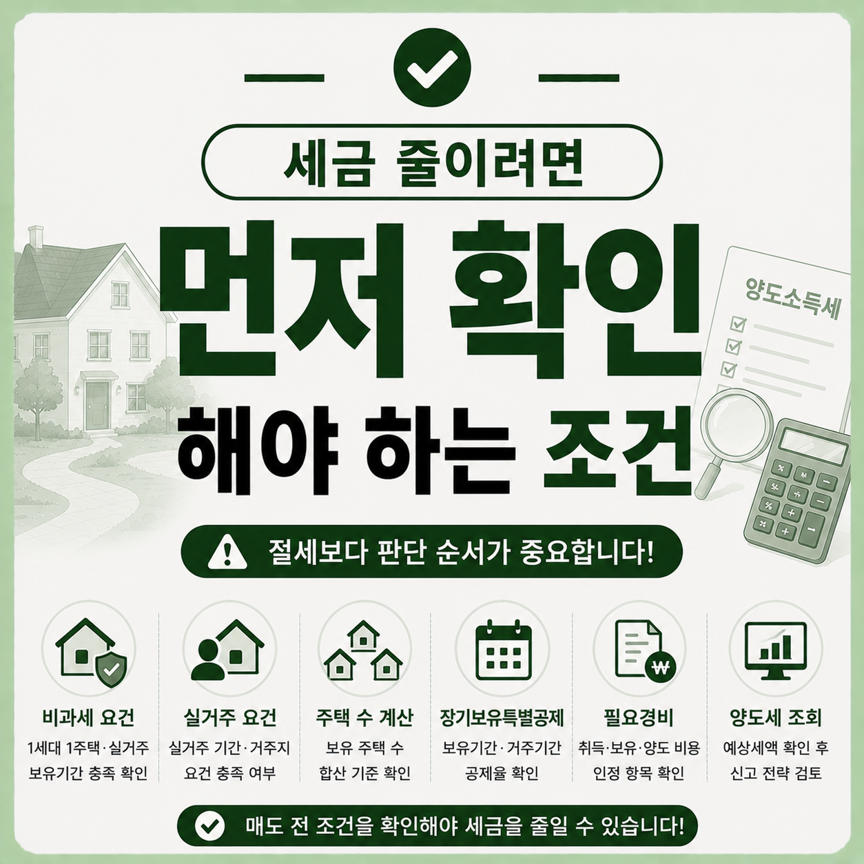 양도세를 줄이기 전 확인해야 할 조건을 점검하는 모습