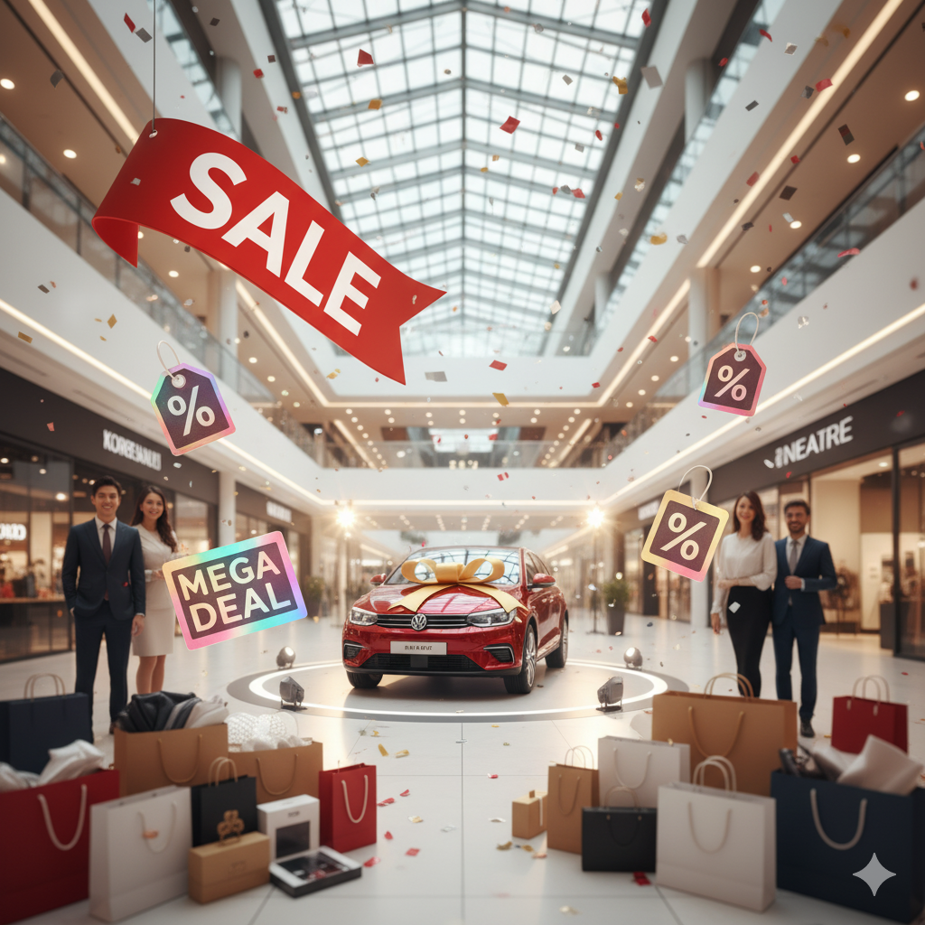 An elegant image for the Korea Sale FESTA, highlighting various discounted products and shopping bags with a clean background. (코리아 세일 페스타를 위한 우아한 이미지: 다양한 할인 상품들과 쇼핑백이 깔끔한 배경에 강조되어 있습니다.)