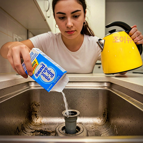 청소용 베이킹 소다 막힌 배수구 뚫기