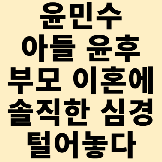윤민수 아들 윤후 부모 이혼에 솔직한 심경 털어놓다