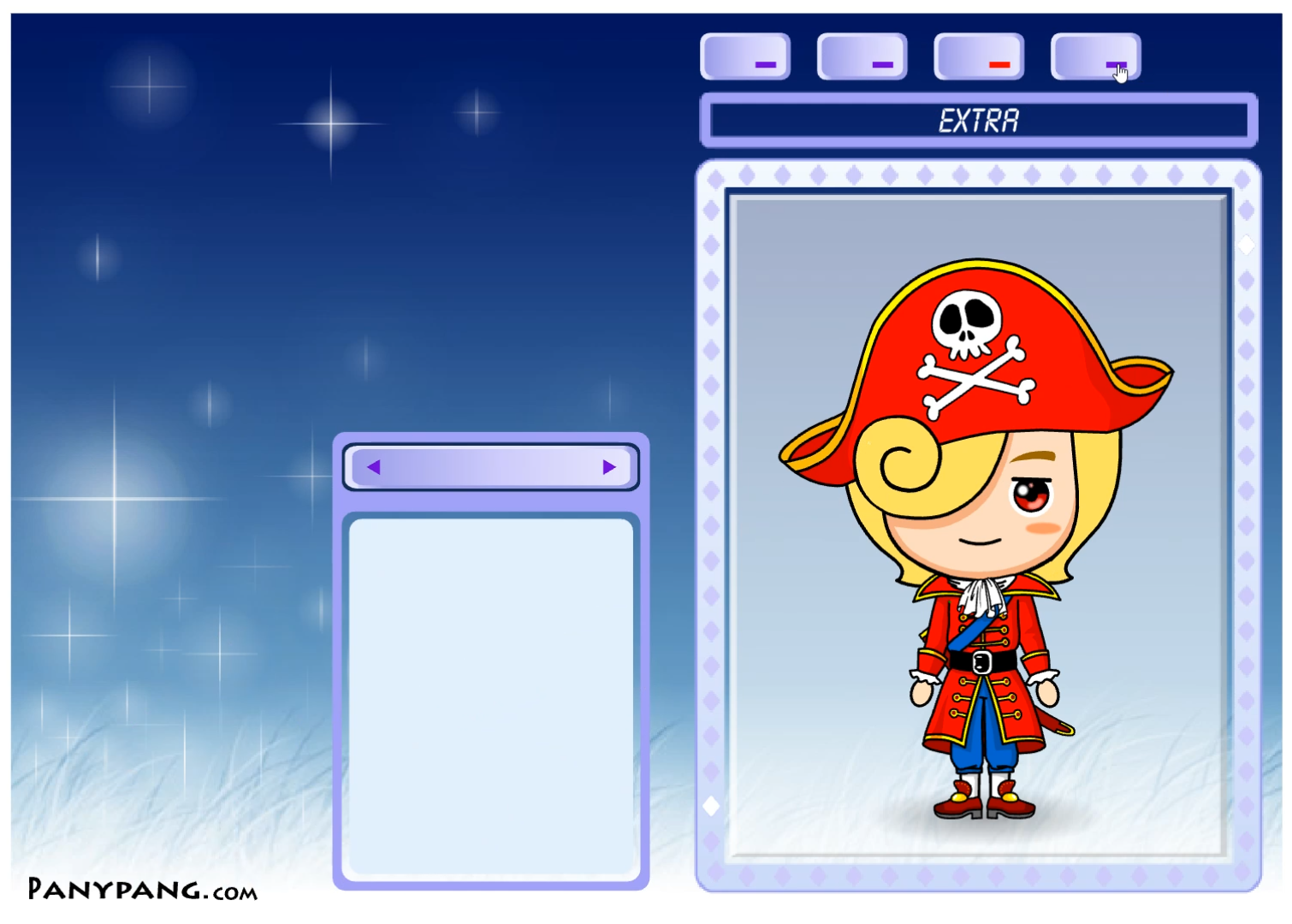 얼짱민-옷입히기-플래시게임-플레이-얼짱민에게-해골-그림이-들어가-있는-빨간색-모자를-씌워준-화면