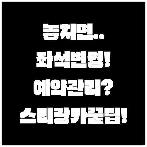스리랑카항공 예약 관리로 좌석 변경하..