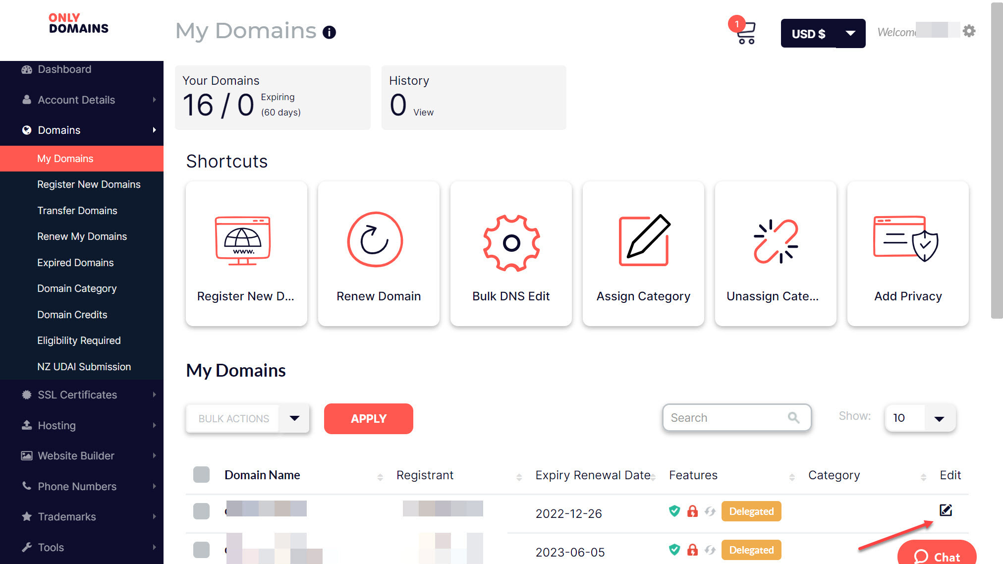 Onlydomains 도메인 네임서버 변경 방법