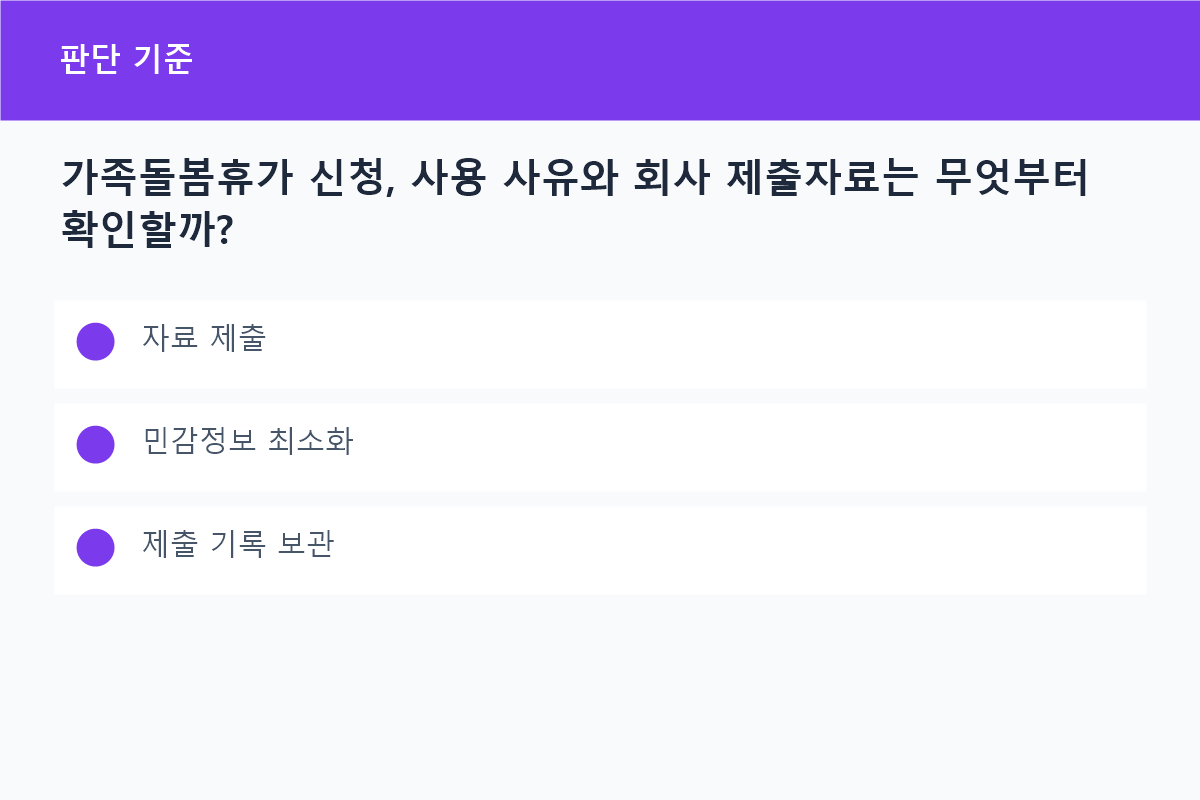 가족돌봄휴가 신청, 사용 사유와 회사 제출자료는 무엇부터 확인할까?의 자료 제출 핵심을 정리한 정보 카드