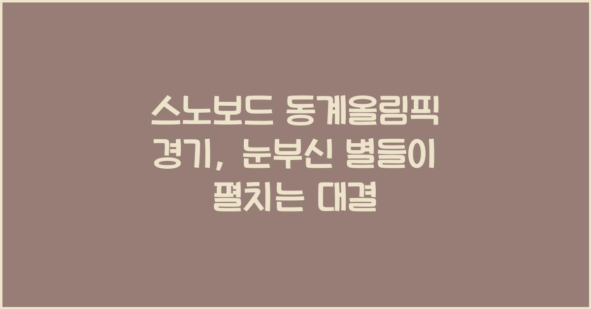 스노보드 동계올림픽 경기