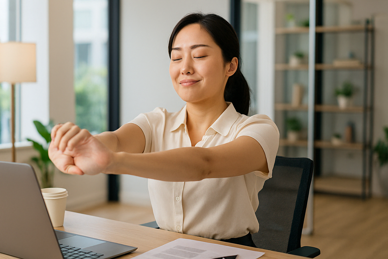 사무실에서도 1시간 간격으로 스트레칭 해주기